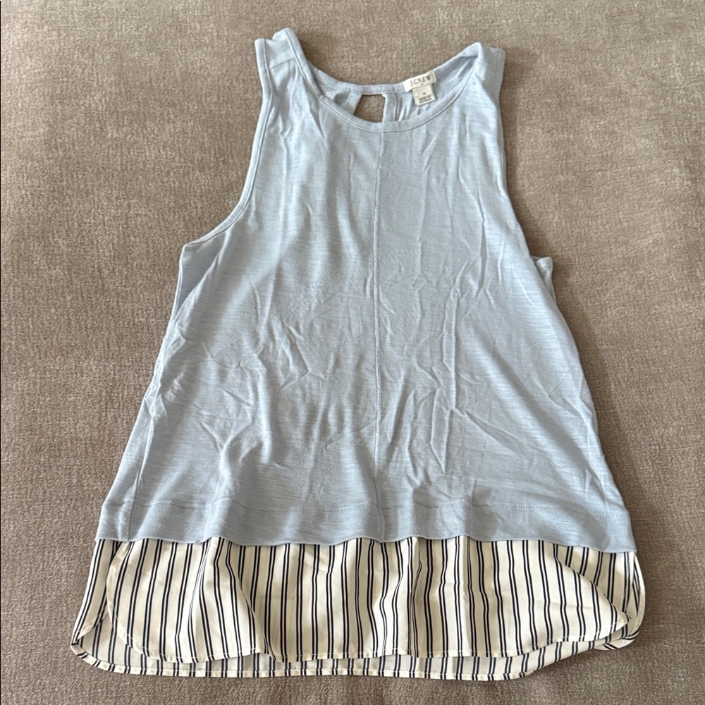 J. Crew Sky Blue Tank Top with Striped Detail